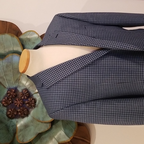 Michael Kors Men's 2 Button Blazer Sport Coat Jacket Navy Steel Blue Tattersall. - Picture 2 of 11